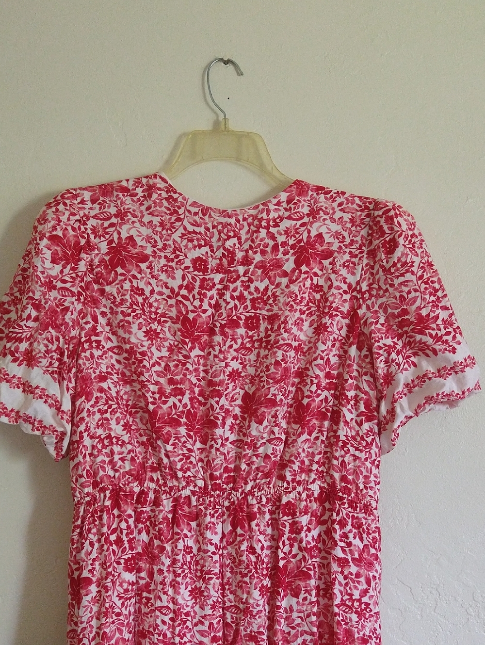 Taylor Red & White Floral Button-Front Dress Size 16 - Picture 6 of 7